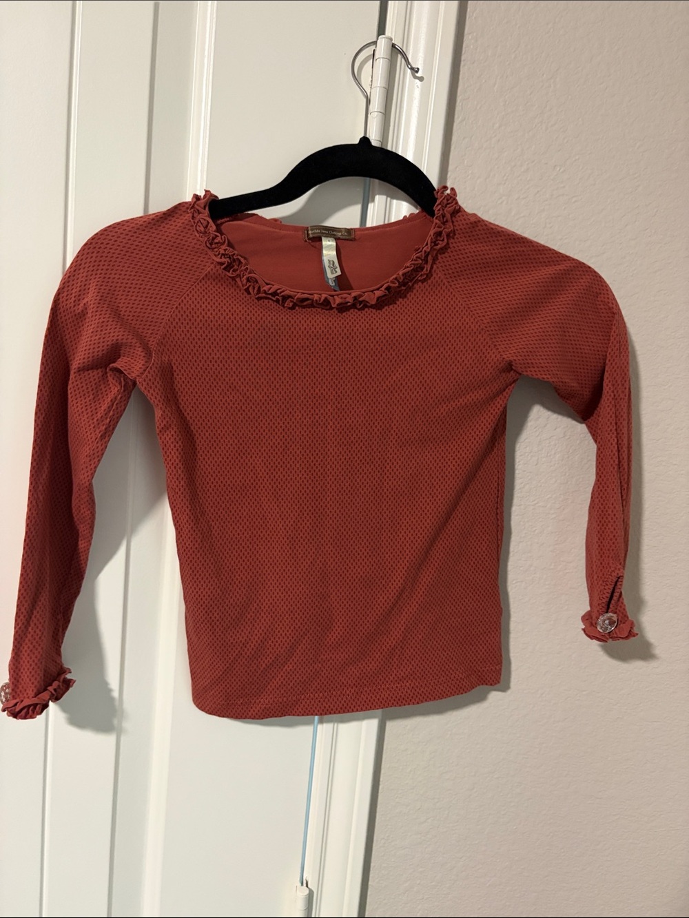Matilda Jane Long Sleeve Ruffled Neck Top in Dusty Coral